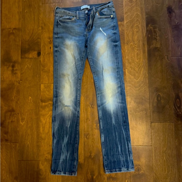 Banana Republic Distressed Medium Wash Straight Leg Premium Denim Jeans, Size 25 - Picture 1 of 5